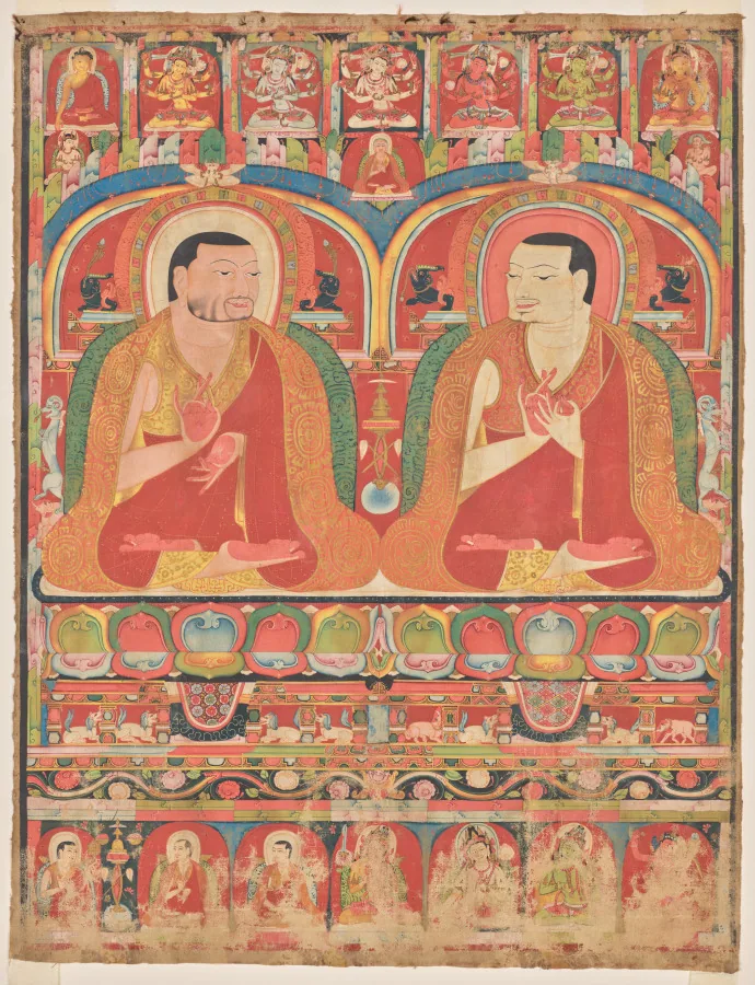 Early Kagyu Mahāmudrā Masters Phagmo Drupa and Jigten Sumgön / Tashipel — The Cleveland Museum of Art (1987.146)