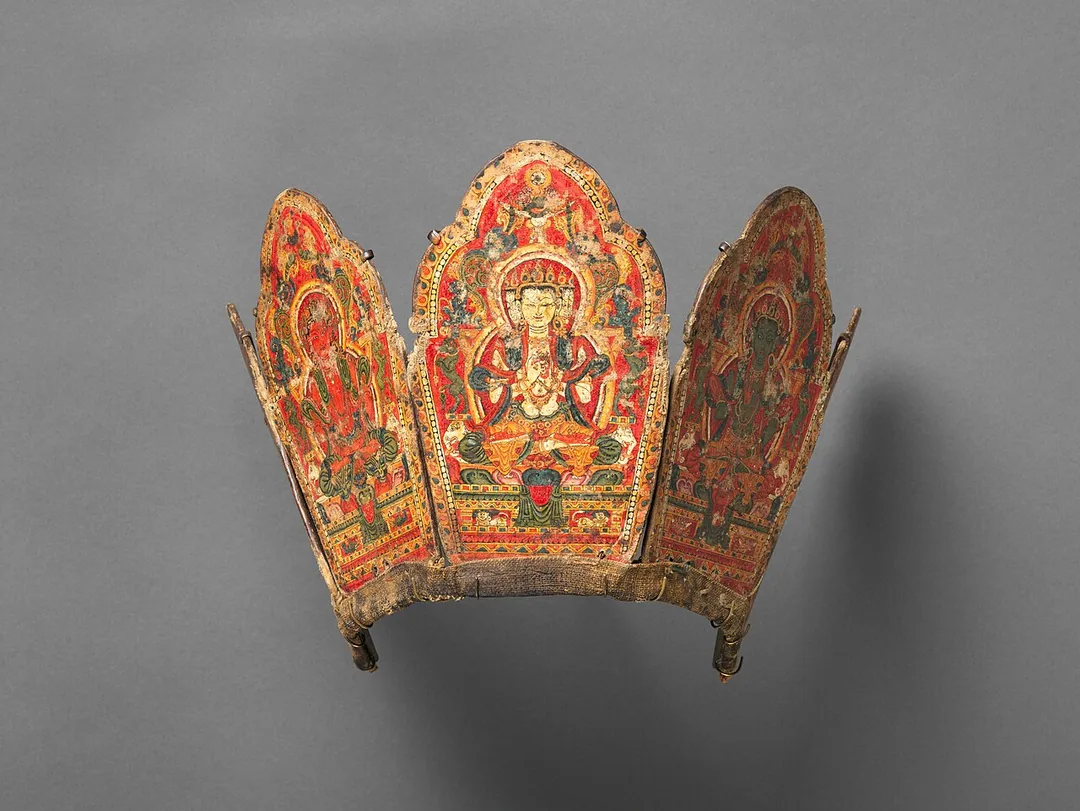 Tibetan Five-Leaf Ritual Crown Depicting the Five Transcendent Buddhas — The Metropolitan Museum of Art (CC0)