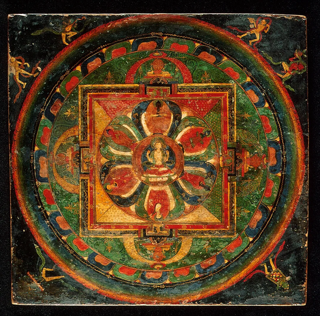 Six-Petal Lotus Mandala of Ṣaḍakṣarī Lokeśvara — Los Angeles County Museum of Art (M.91.349.1)