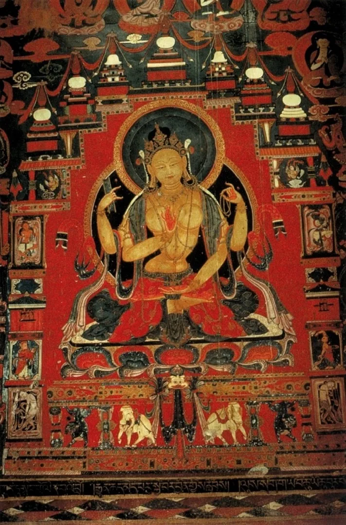 阿里古格王朝托林寺十五世纪《四臂金身般若佛母》殿堂壁画 · 西藏阿里托林寺公有领域壁画档案