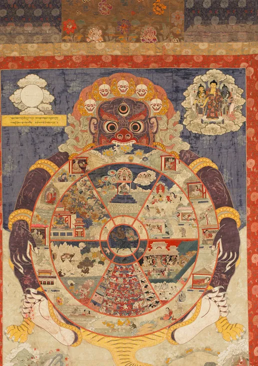 Bhavacakra: The Four-Ringed Wheel of Conditioning and Liberation — Rubin Museum / Open Public Domain Archive